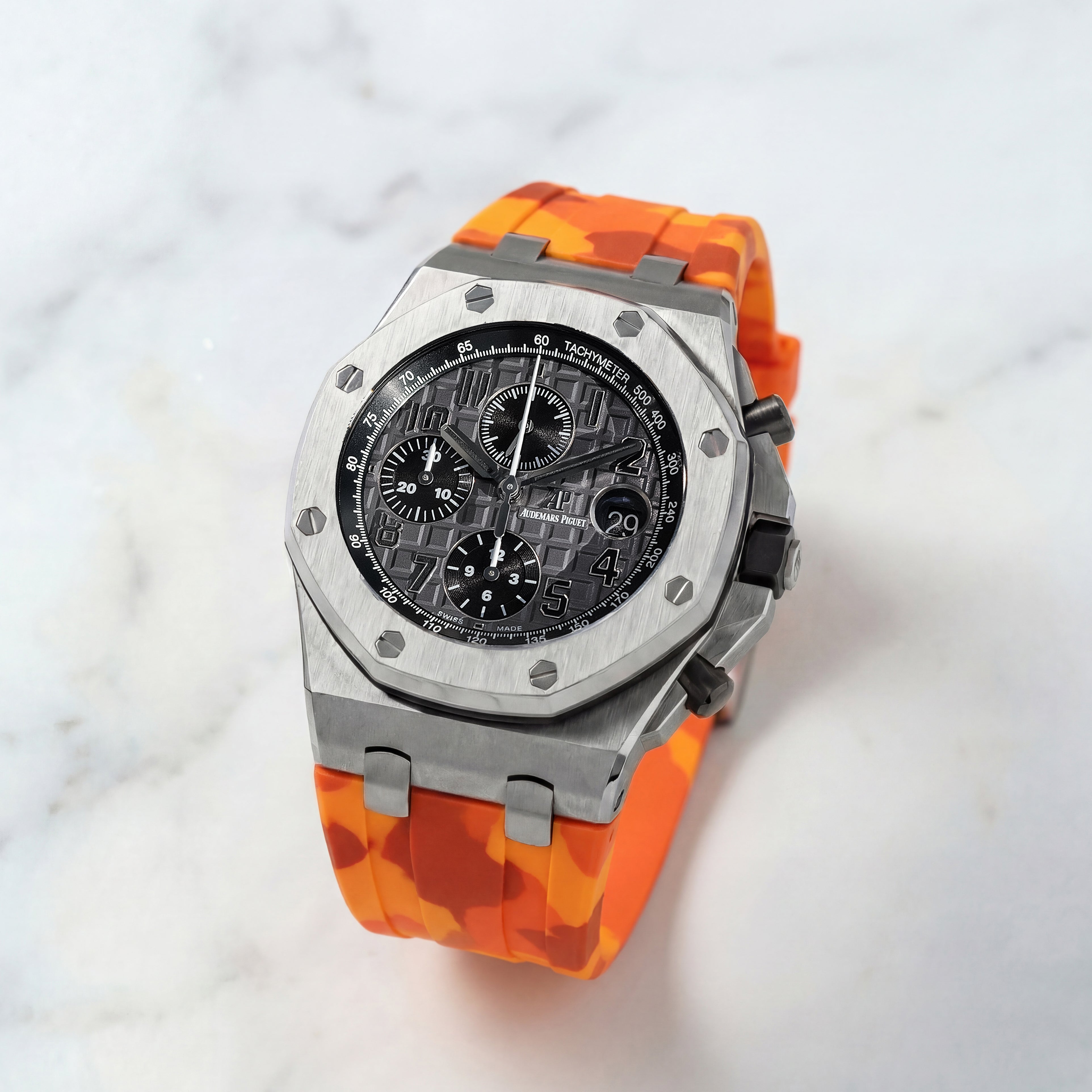 Audemars Piguet Royal Oak Offshore 42mm on Orange Camo Rubber Horus Strap with Tang Buckle