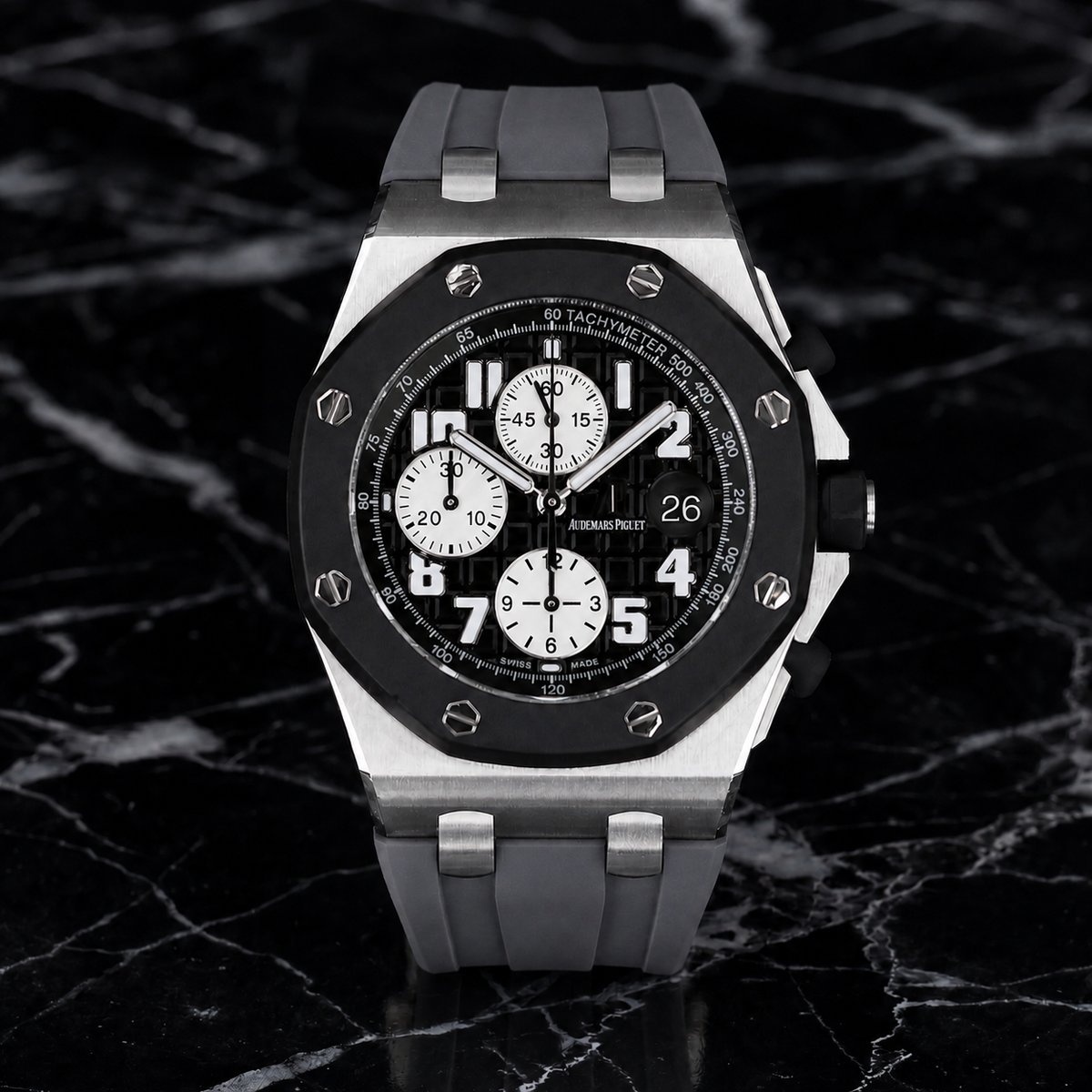 Audemars Piguet Royal Oak Offshore 42mm on Graphite Grey Rubber Horus Strap with Deployant Clasp
