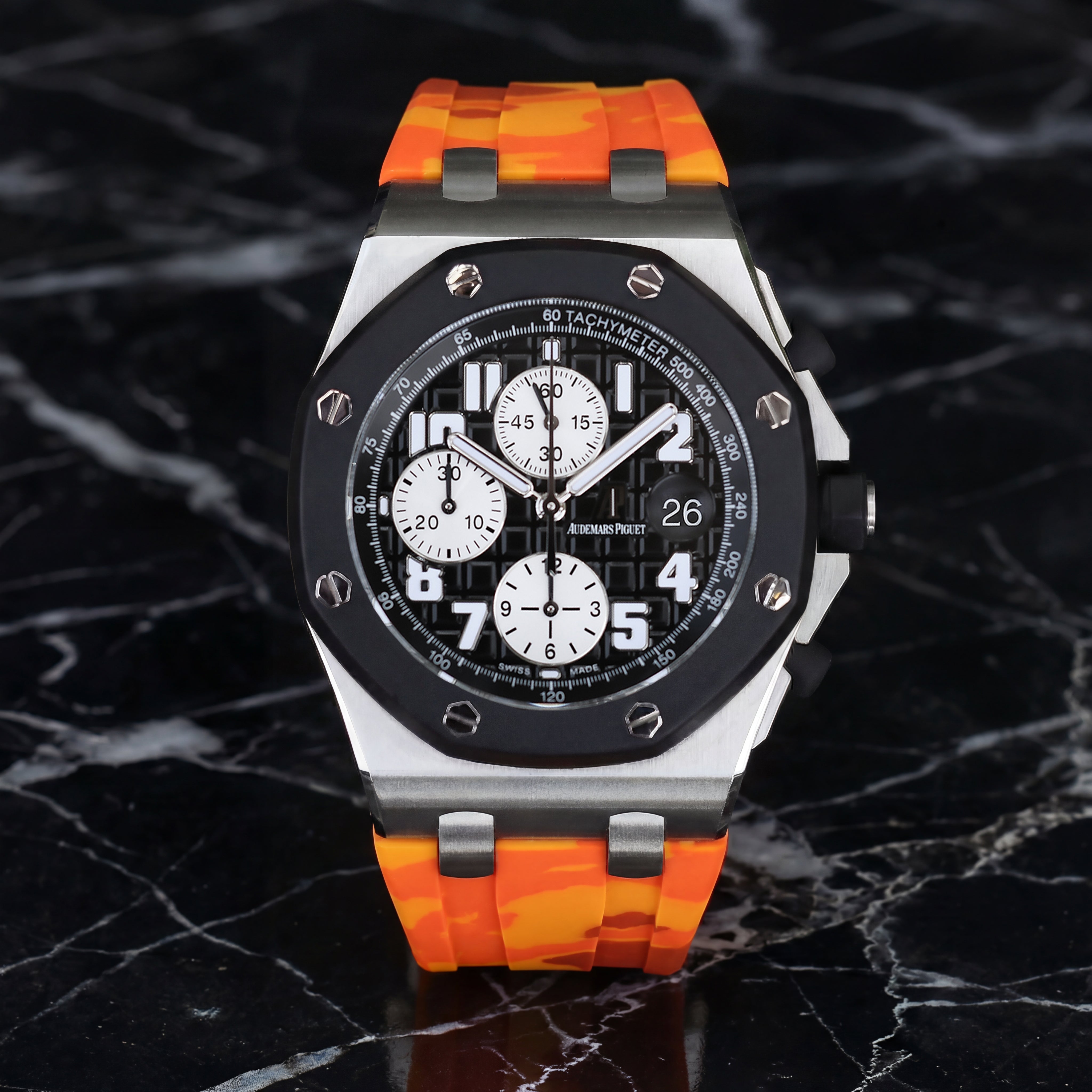 Audemars Piguet Royal Oak Offshore 42mm on Orange Camo Rubber Horus Strap with Deployant Clasp