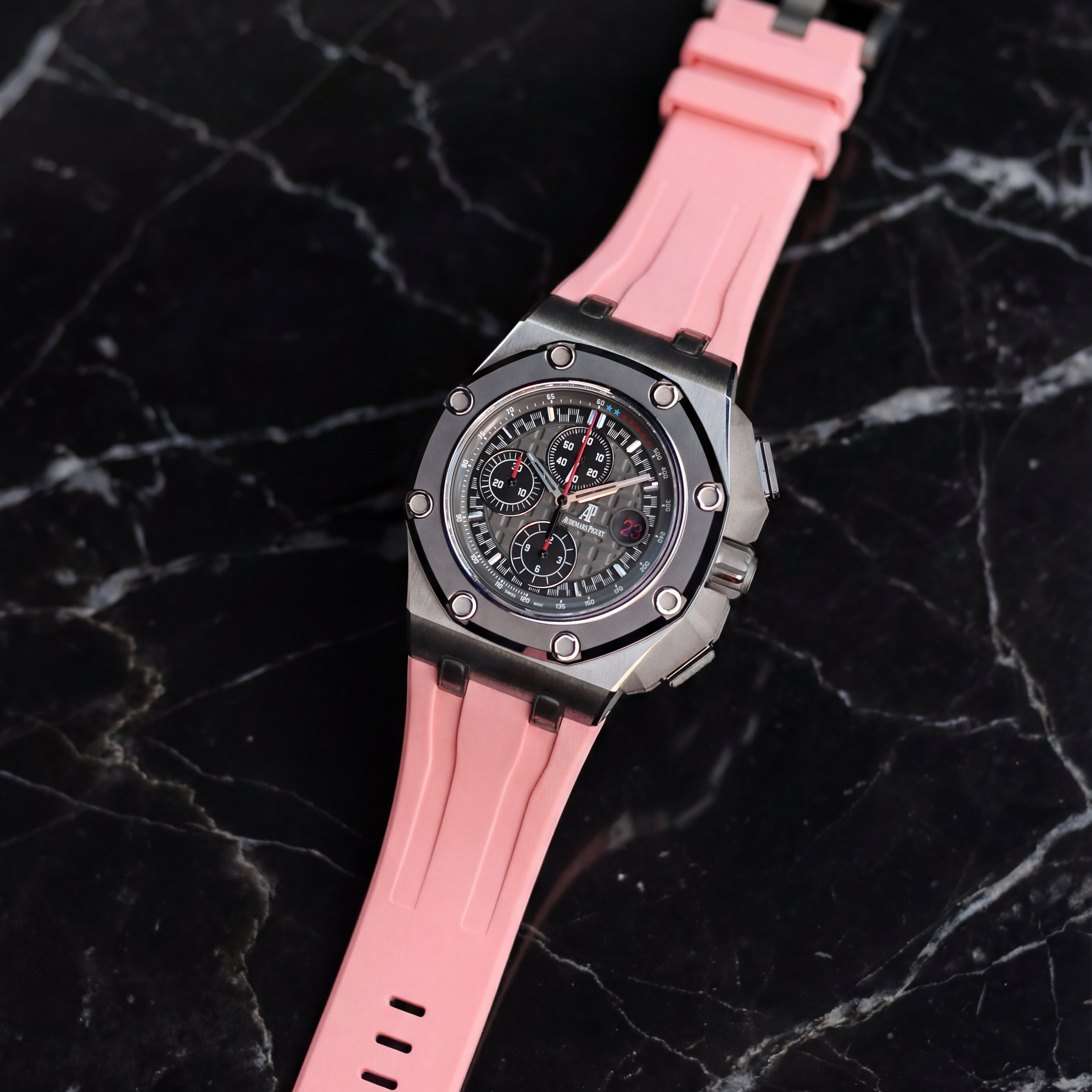 Audemars Piguet Royal Oak Offshore 44mm on Flamingo Pink Rubber Horus Strap