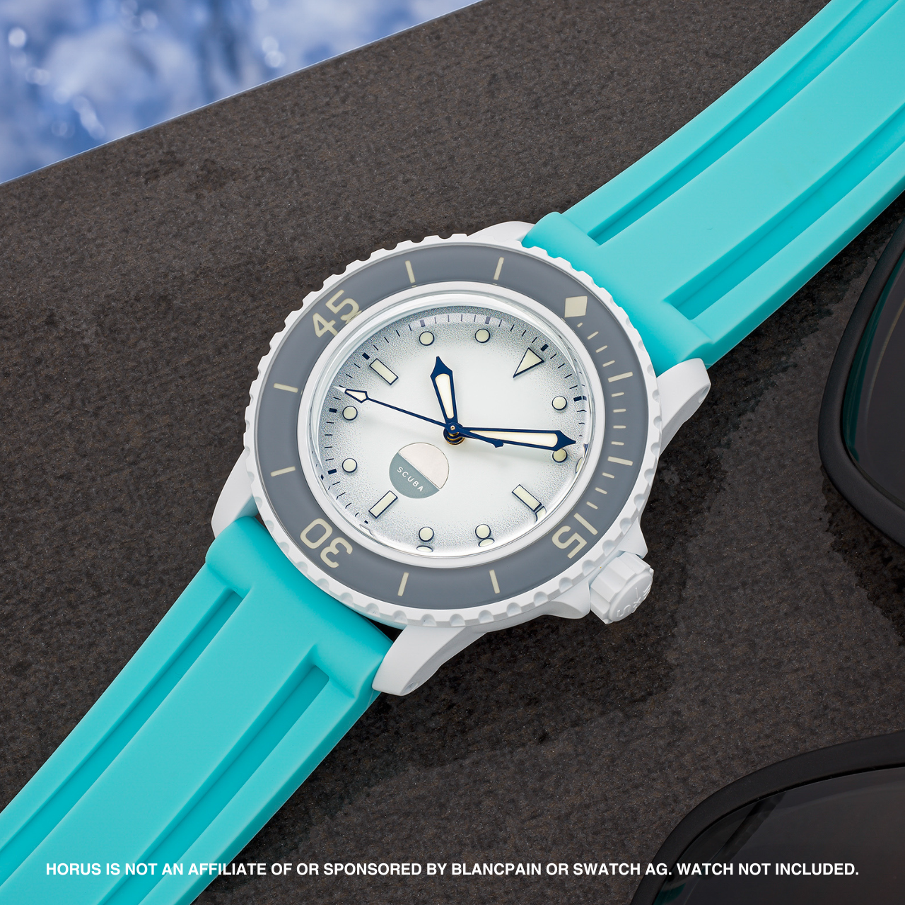 Rubber Strap for Blancpain x Swatch Fifty Fathoms - Seafoam Blue