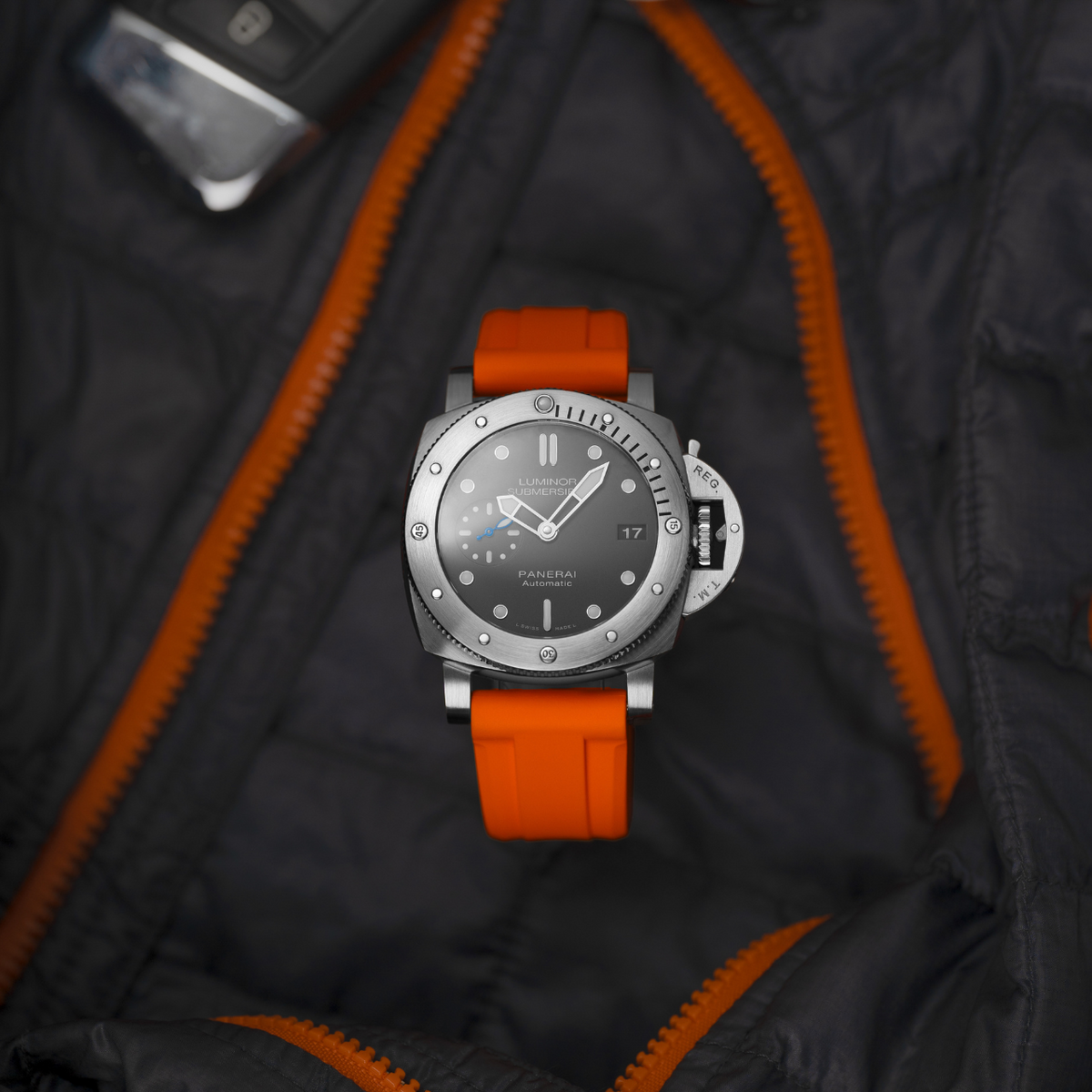 24mm Lug Width FKM Rubber Strap - Citrus Orange