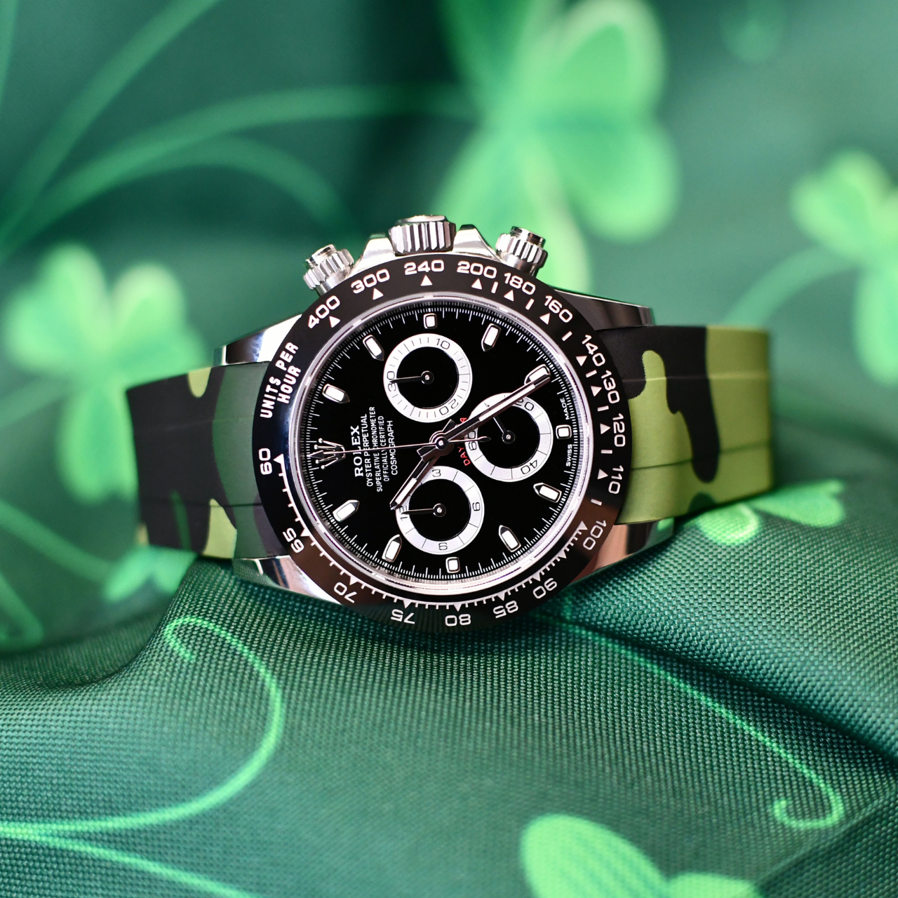 Rubber Strap for Rolex Daytona on Bracelet - Green Camo