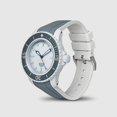 FKM Integrated Rubber Strap for Blancpain x Swatch Fifty Fathoms - Grey & White