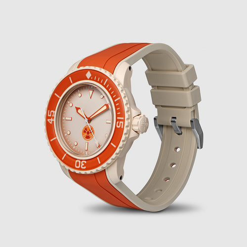 FKM Integrated Rubber Strap for Blancpain x Swatch Fifty Fathoms - Orange & Beige