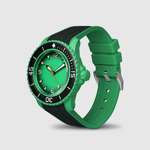 FKM Integrated Rubber Strap for Blancpain x Swatch Fifty Fathoms - Black & Green