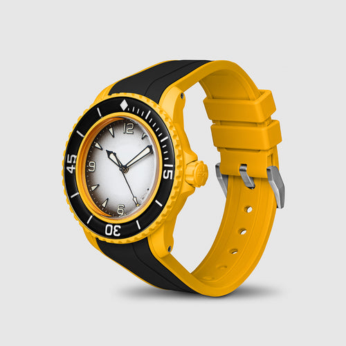 FKM Integrated Rubber Strap for Blancpain x Swatch Fifty Fathoms - Black & Yellow