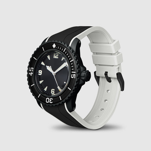 FKM Integrated Rubber Strap for Blancpain x Swatch Fifty Fathoms - Black & White