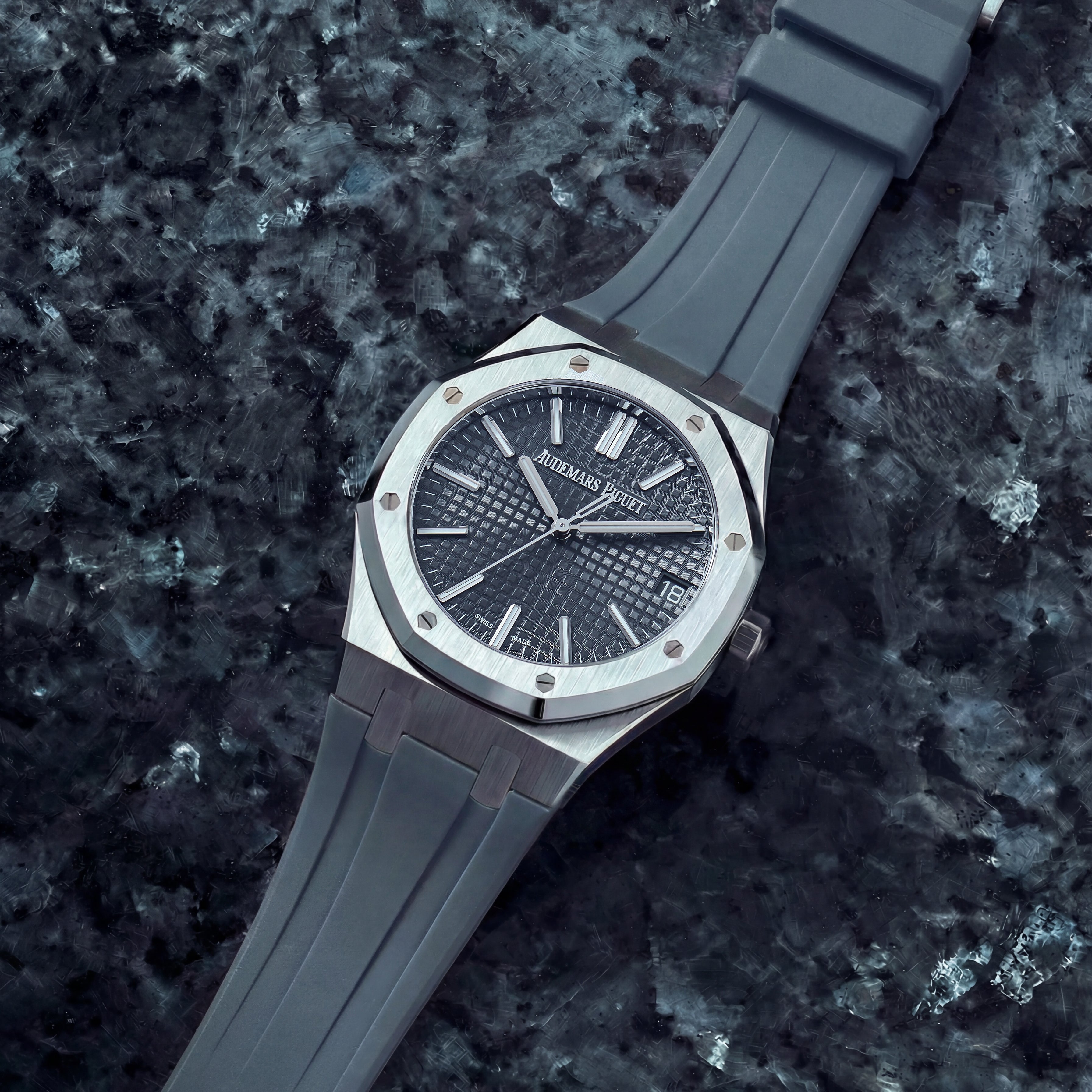 Audemars Piguet Royal Oak 41mm on Grey Rubber Horus Strap
