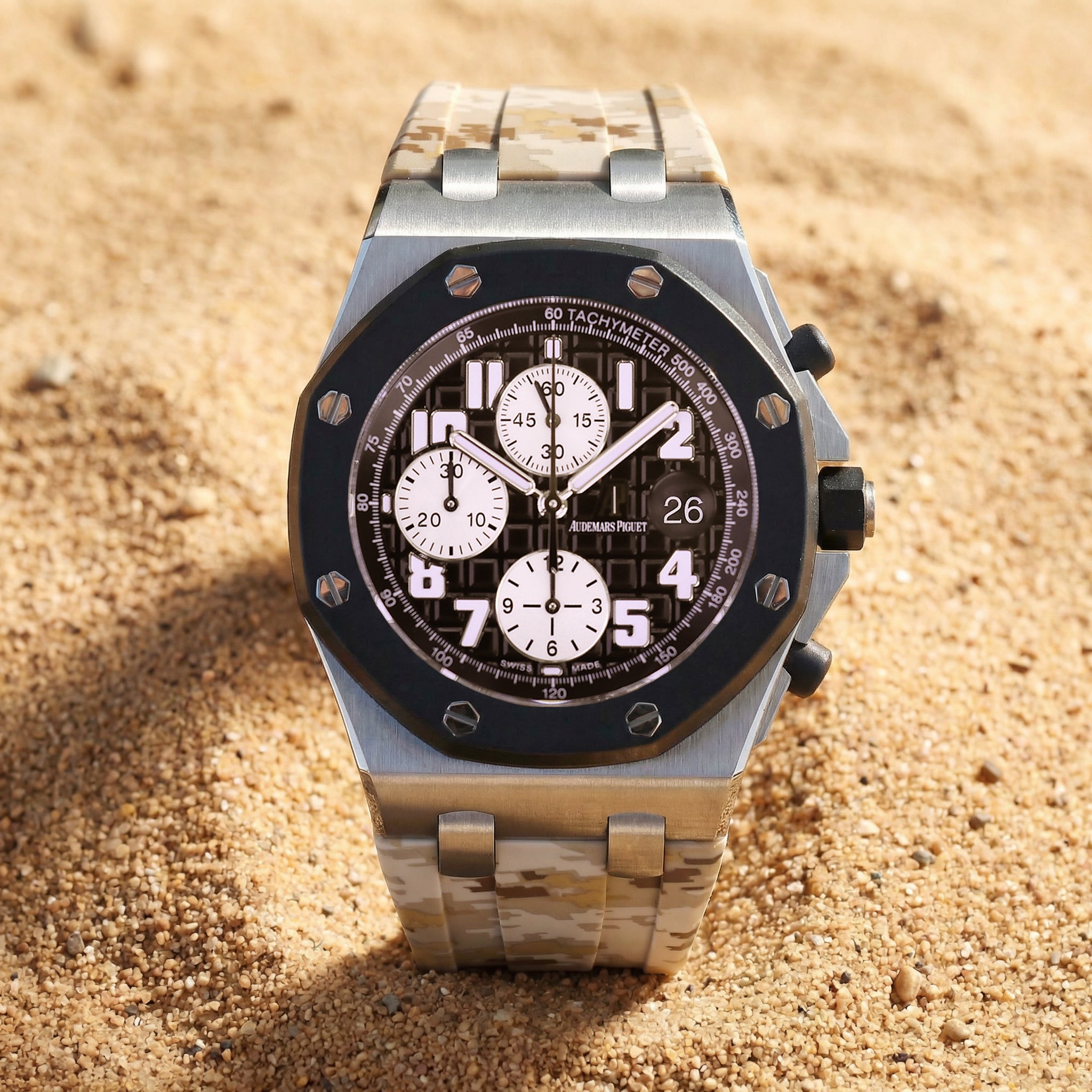 Rubber Strap for Audemars Piguet 42mm Royal Oak Offshore (Deployant Clasp) - Desert Digi Camo