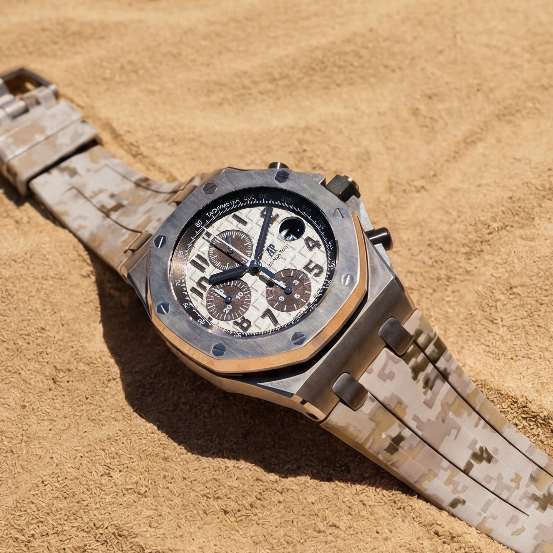 Audemars Piguet Royal Oak Offshore 42mm on Desert Digi Camo Rubber Horus Strap with Tang Buckle