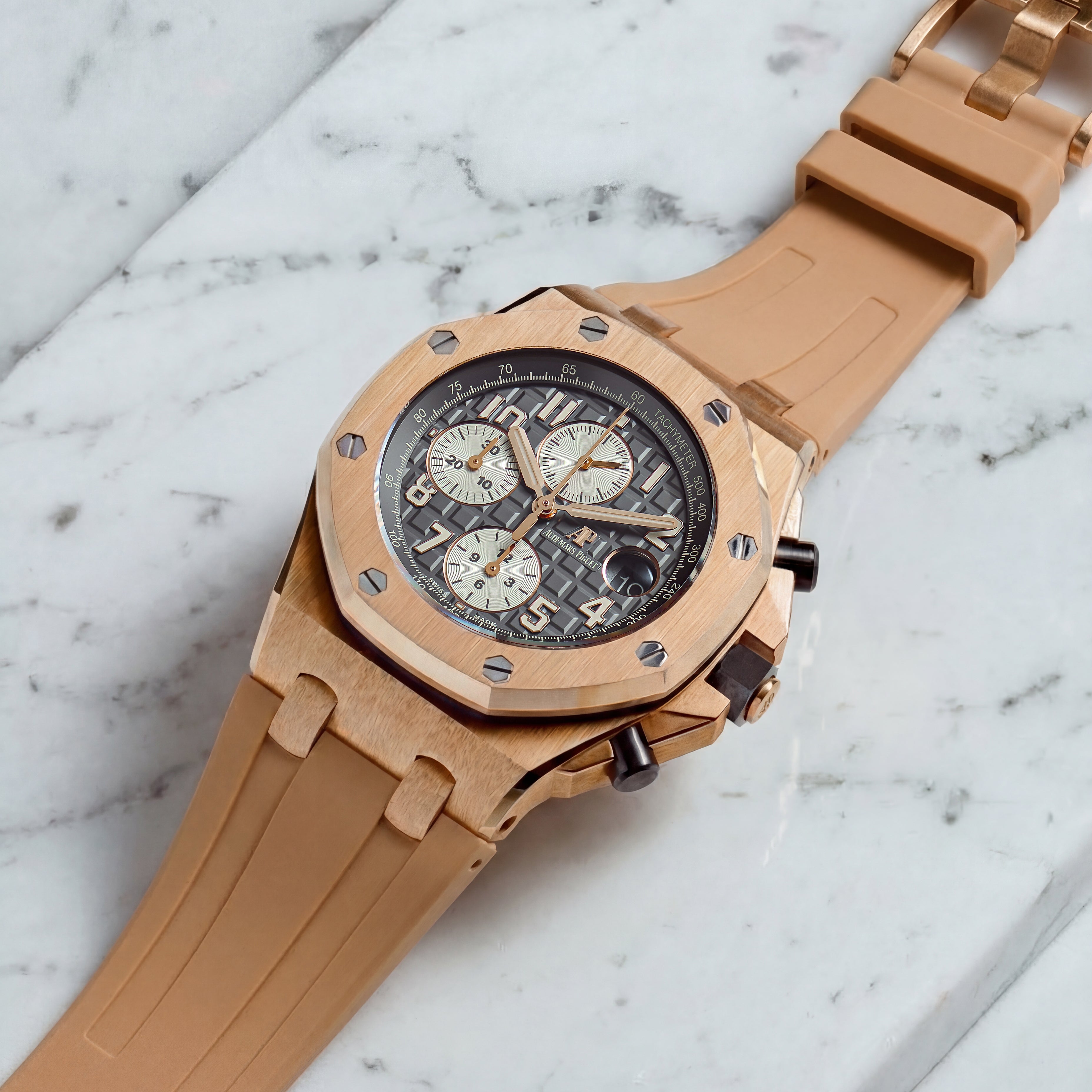Audemars Piguet Royal Oak Offshore 42mm on Desert Sand Rubber Horus Strap with Tang Buckle