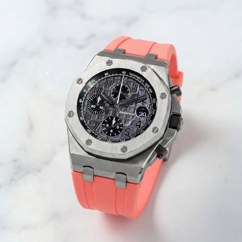 Rubber Strap for Audemars Piguet 42mm Royal Oak Offshore (Tang Buckle) - Flamingo Pink