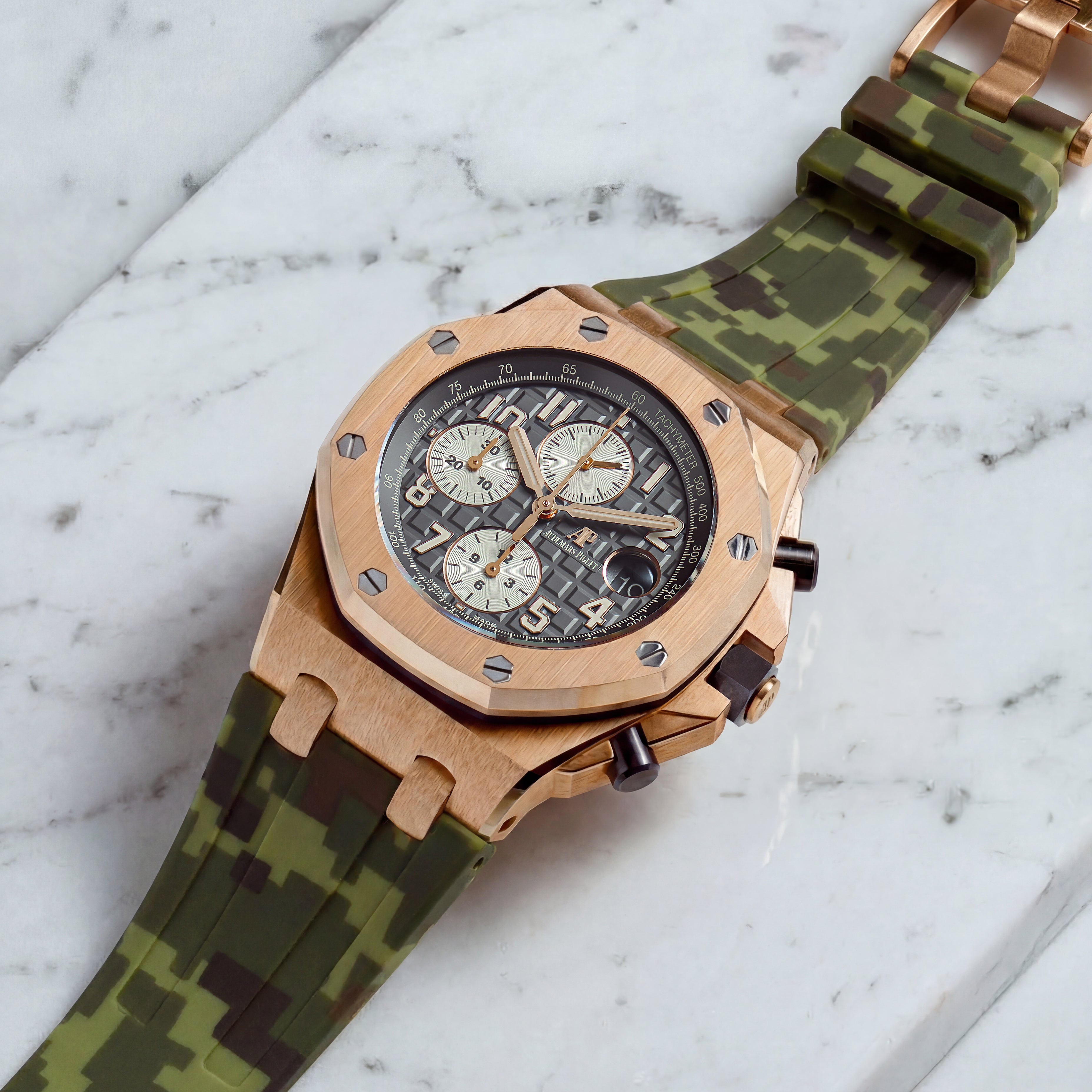 Audemars Piguet Royal Oak Offshore 42mm on Green Digi Camo Rubber Horus Strap with Tang Buckle