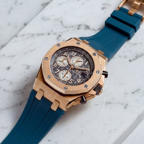 Rubber Strap for Audemars Piguet 42mm Royal Oak Offshore (Tang Buckle) - Indigo Blue