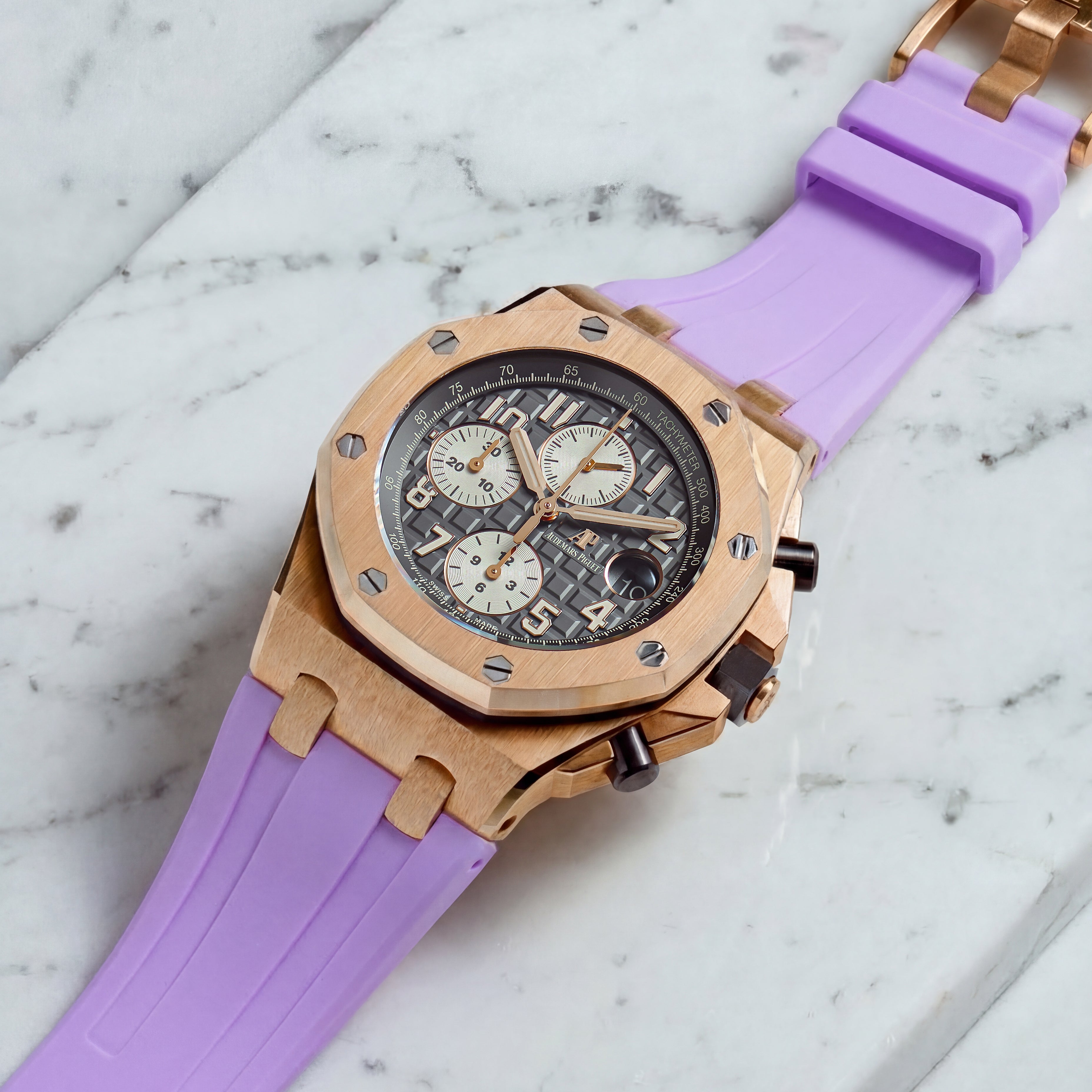 Rubber Strap for Audemars Piguet 42mm Royal Oak Offshore (Tang Buckle) - Lavender Purple