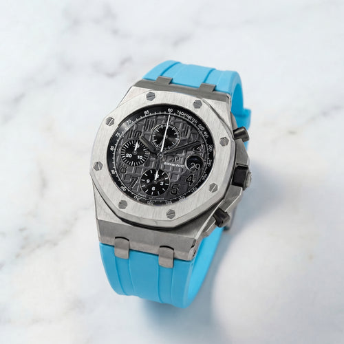 Rubber Strap for Audemars Piguet 42mm Royal Oak Offshore (Tang Buckle) - Miami Blue
