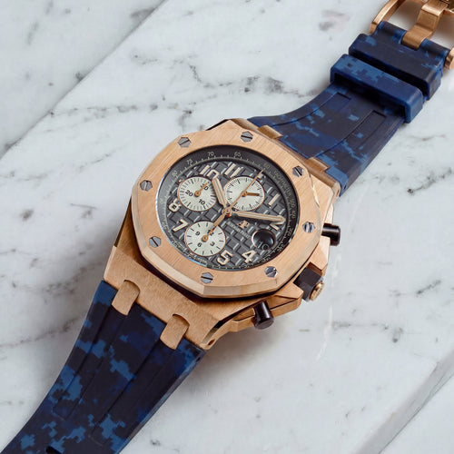 Rubber Strap for Audemars Piguet 42mm Royal Oak Offshore (Tang Buckle) - Ocean Digi Camo