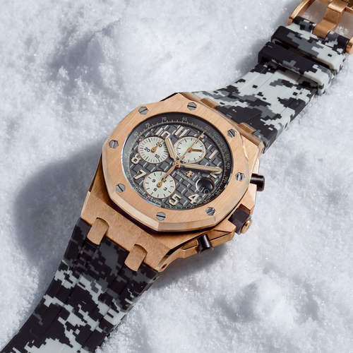 Rubber Strap for Audemars Piguet 42mm Royal Oak Offshore (Tang Buckle) - Snow Digi Camo