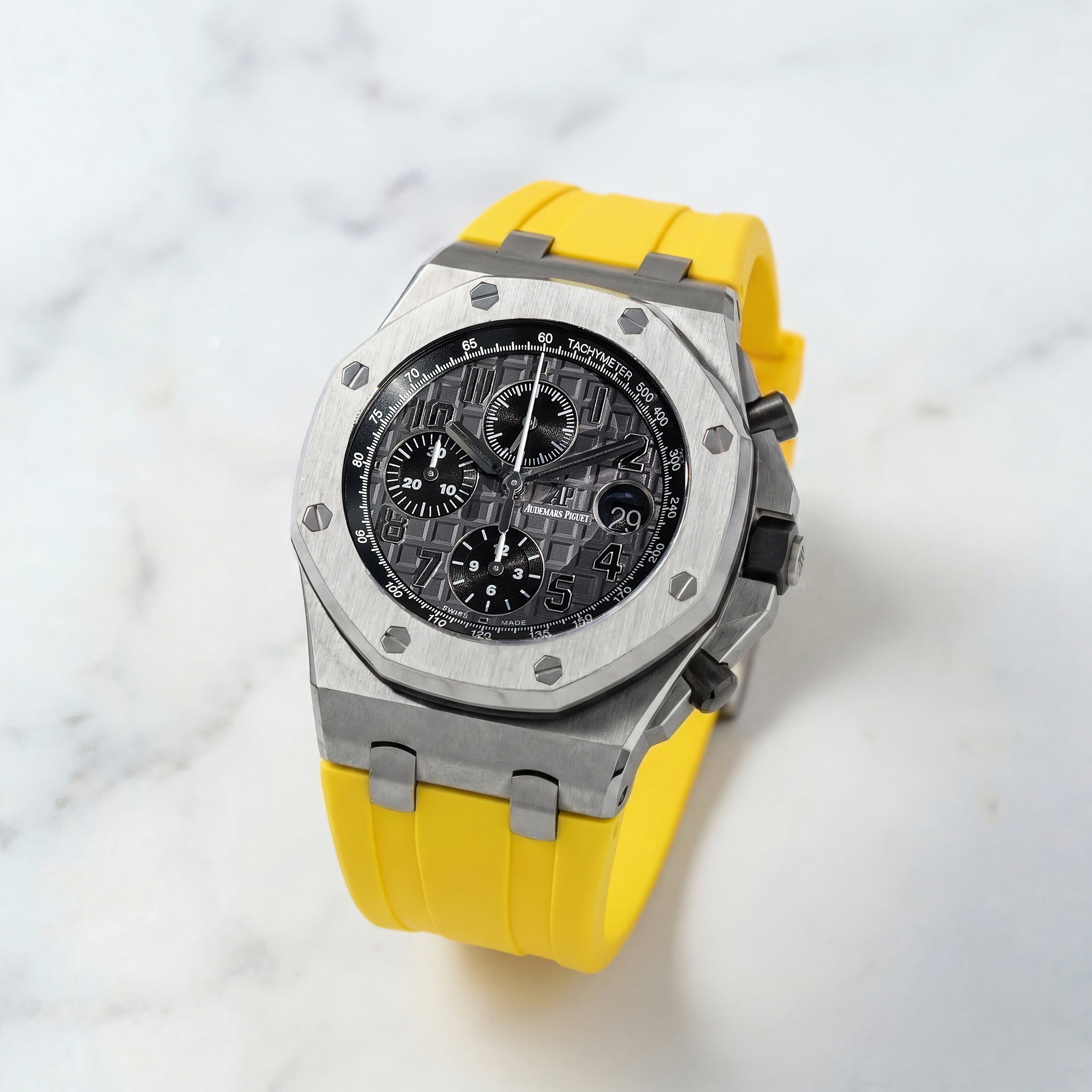 Audemars Piguet Royal Oak Offshore 42mm on Sunshine Yellow Rubber Horus Strap with Tang Buckle