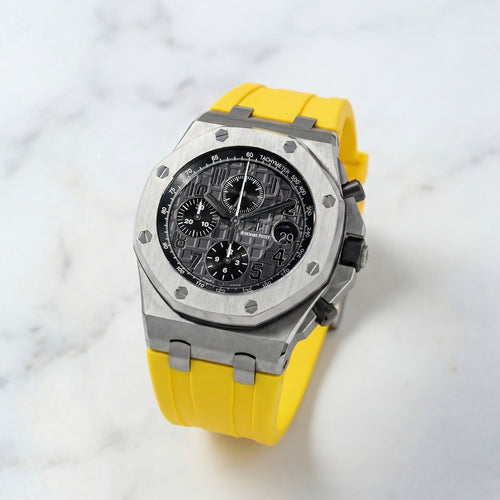 Rubber Strap for Audemars Piguet 42mm Royal Oak Offshore (Tang Buckle) - Sunshine Yellow