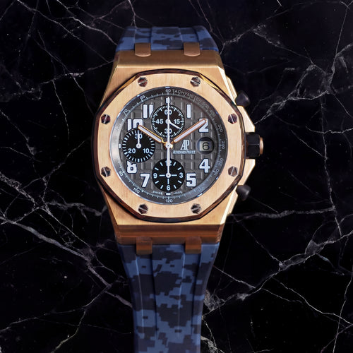 Rubber Strap for Audemars Piguet 42mm Royal Oak Offshore (Deployant Clasp) - Ocean Digi Camo