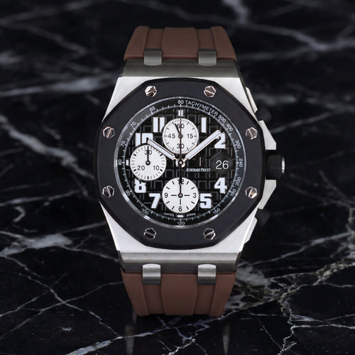 Rubber Strap for Audemars Piguet 42mm Royal Oak Offshore (Deployant Clasp) - Espresso Brown