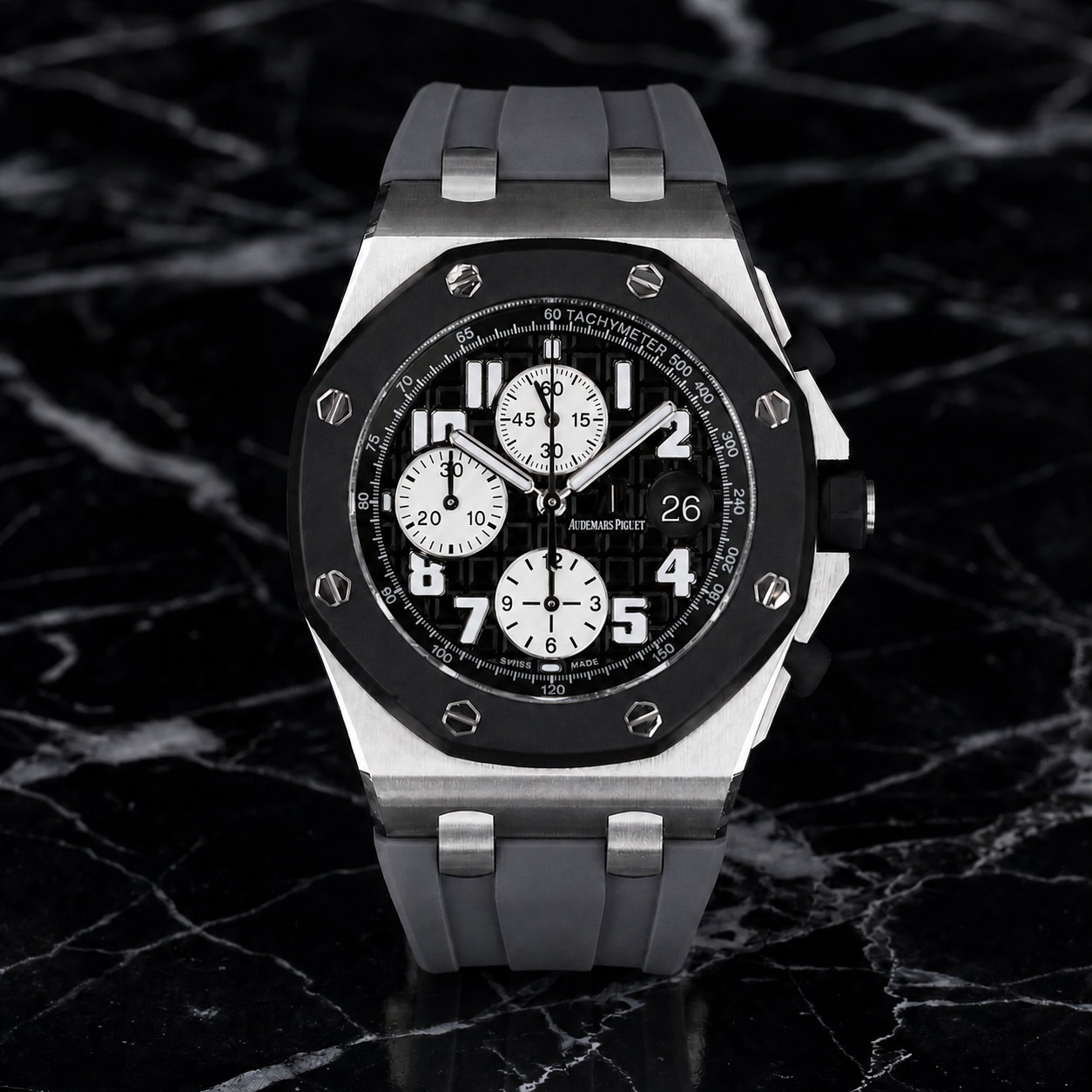 Audemars Piguet Royal Oak Offshore 42mm on Graphite Grey Rubber Horus Strap with Deployant Clasp
