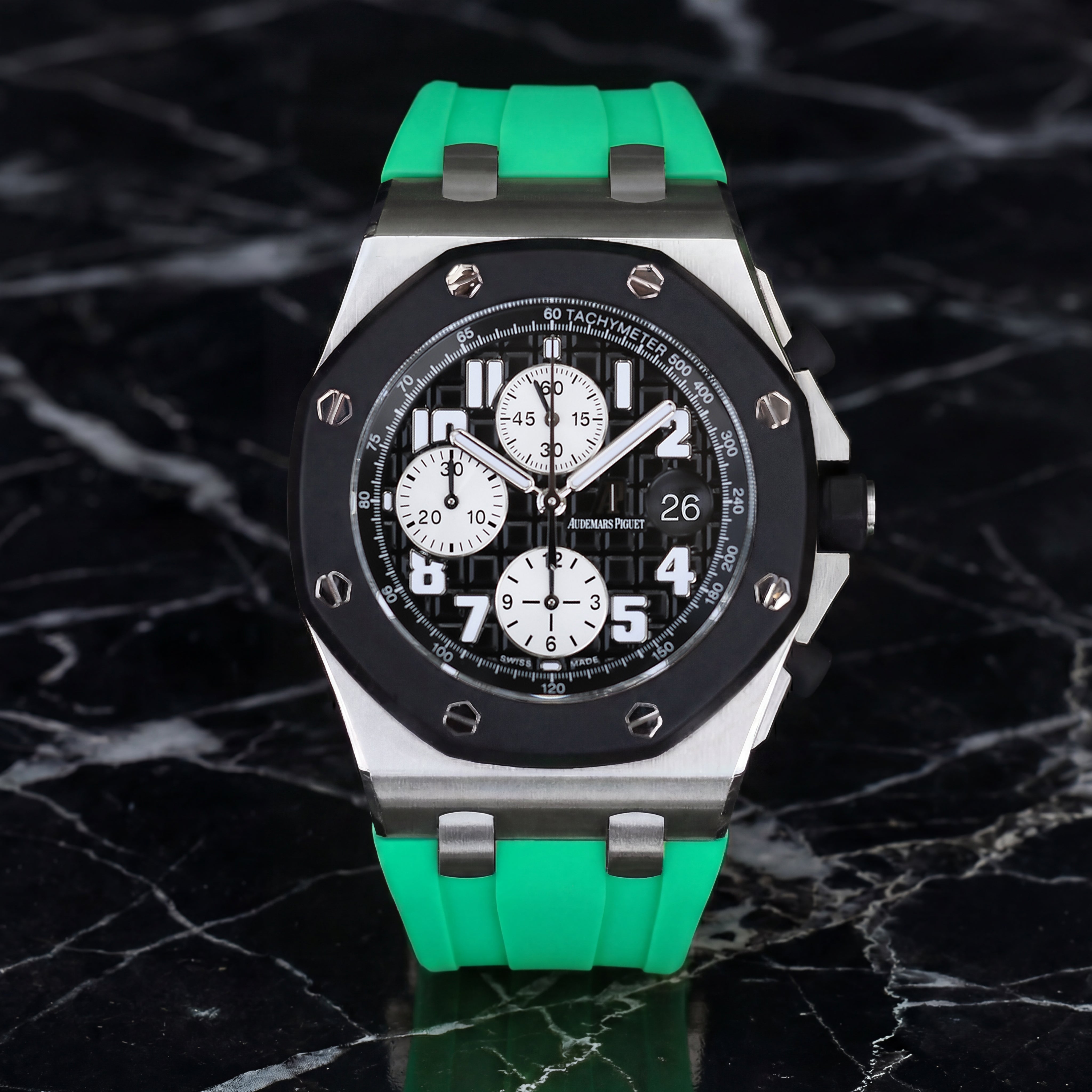 Rubber Strap for Audemars Piguet 42mm Royal Oak Offshore (Deployant Clasp) - Shamrock Green