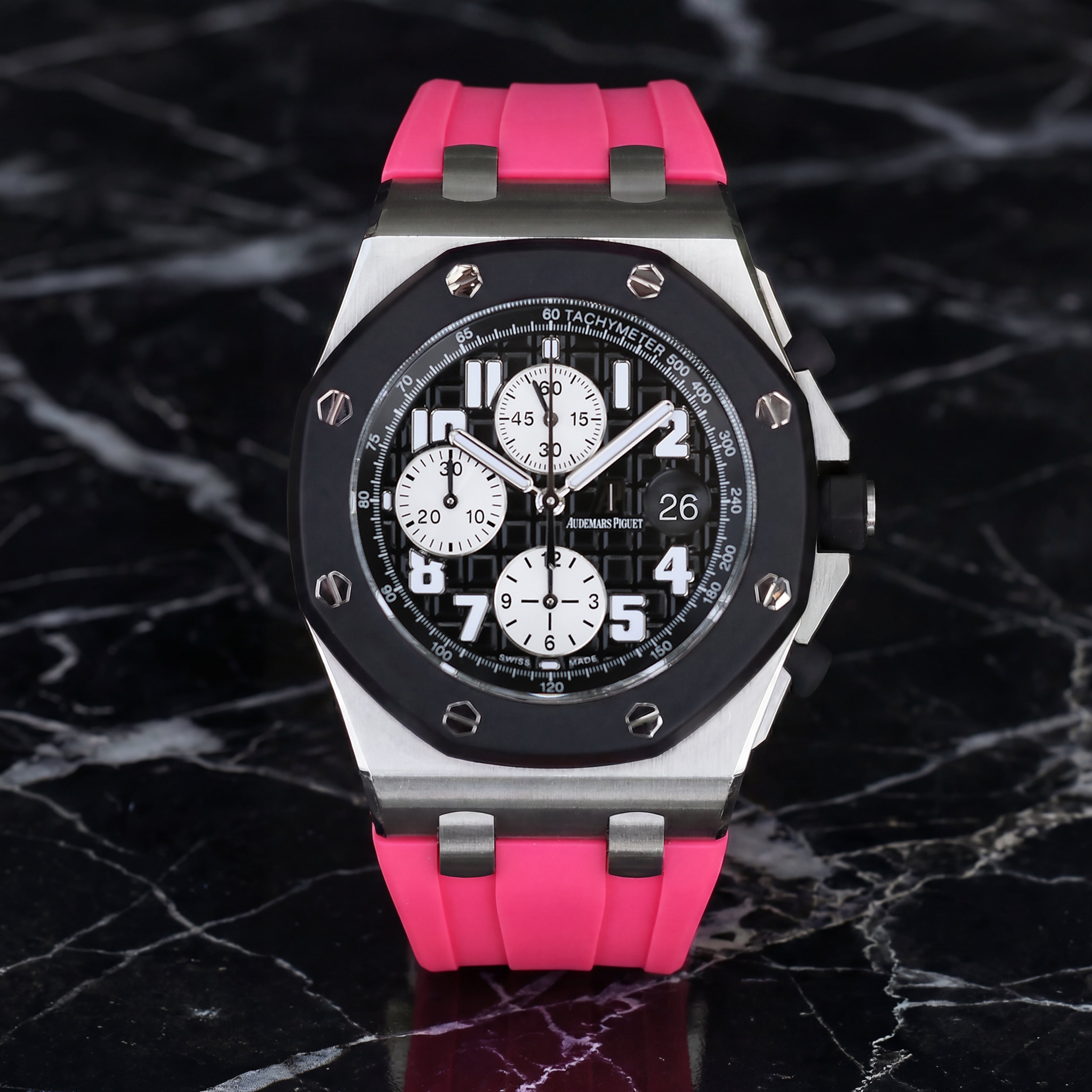 Rubber Strap for Audemars Piguet 42mm Royal Oak Offshore (Deployant Clasp) - South Beach Pink