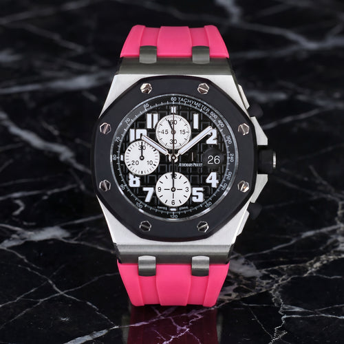 Rubber Strap for Audemars Piguet 42mm Royal Oak Offshore (Deployant Clasp) - South Beach Pink