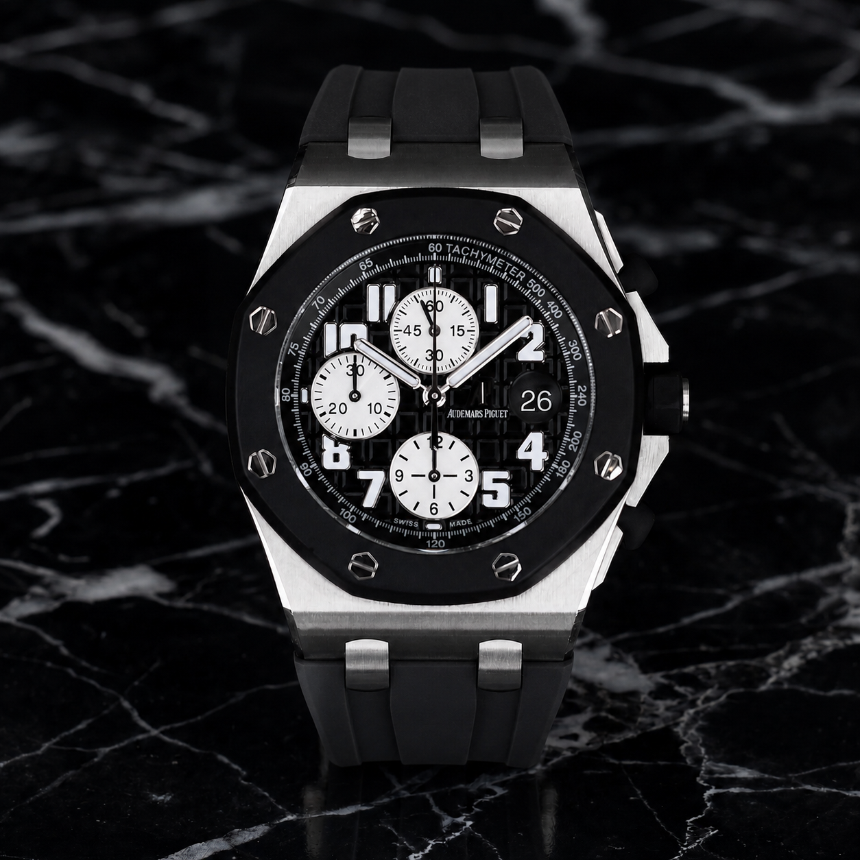 Audemars Piguet Royal Oak Offshore 42mm on Jet Black Rubber Horus Strap with Deployant Clasp