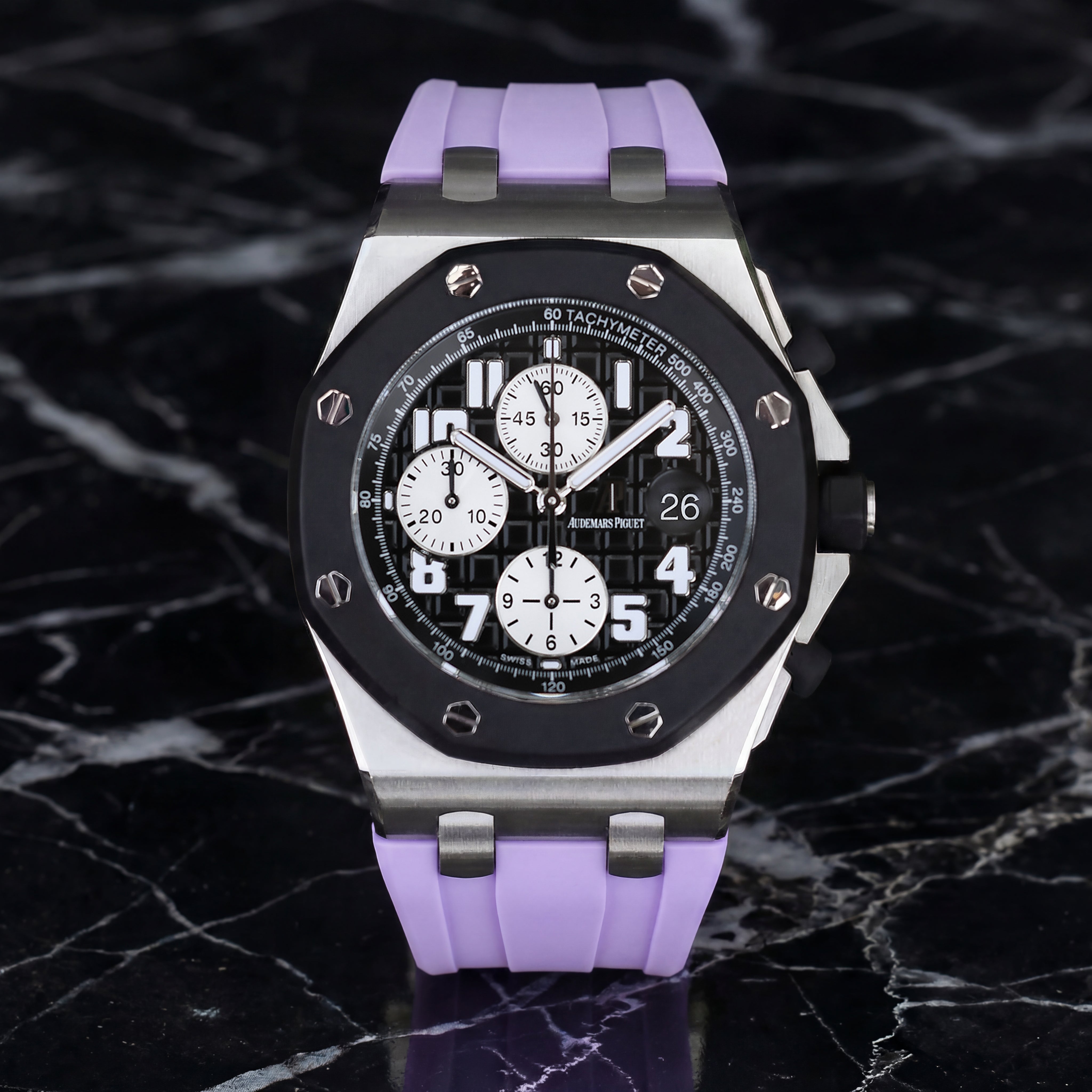 Rubber Strap for Audemars Piguet 42mm Royal Oak Offshore (Deployant Clasp) - Lavender Purple