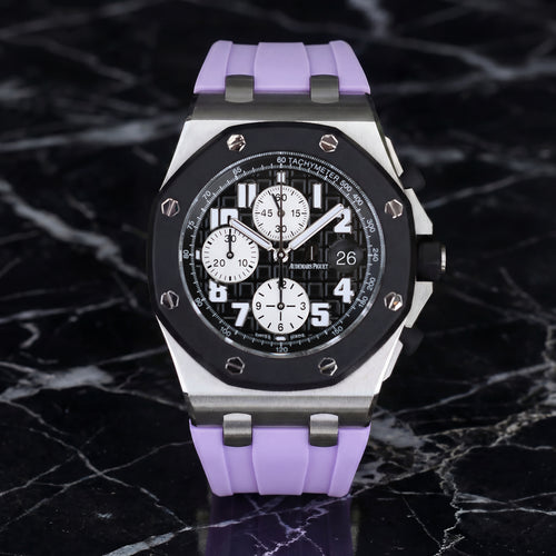 Rubber Strap for Audemars Piguet 42mm Royal Oak Offshore (Deployant Clasp) - Lavender Purple