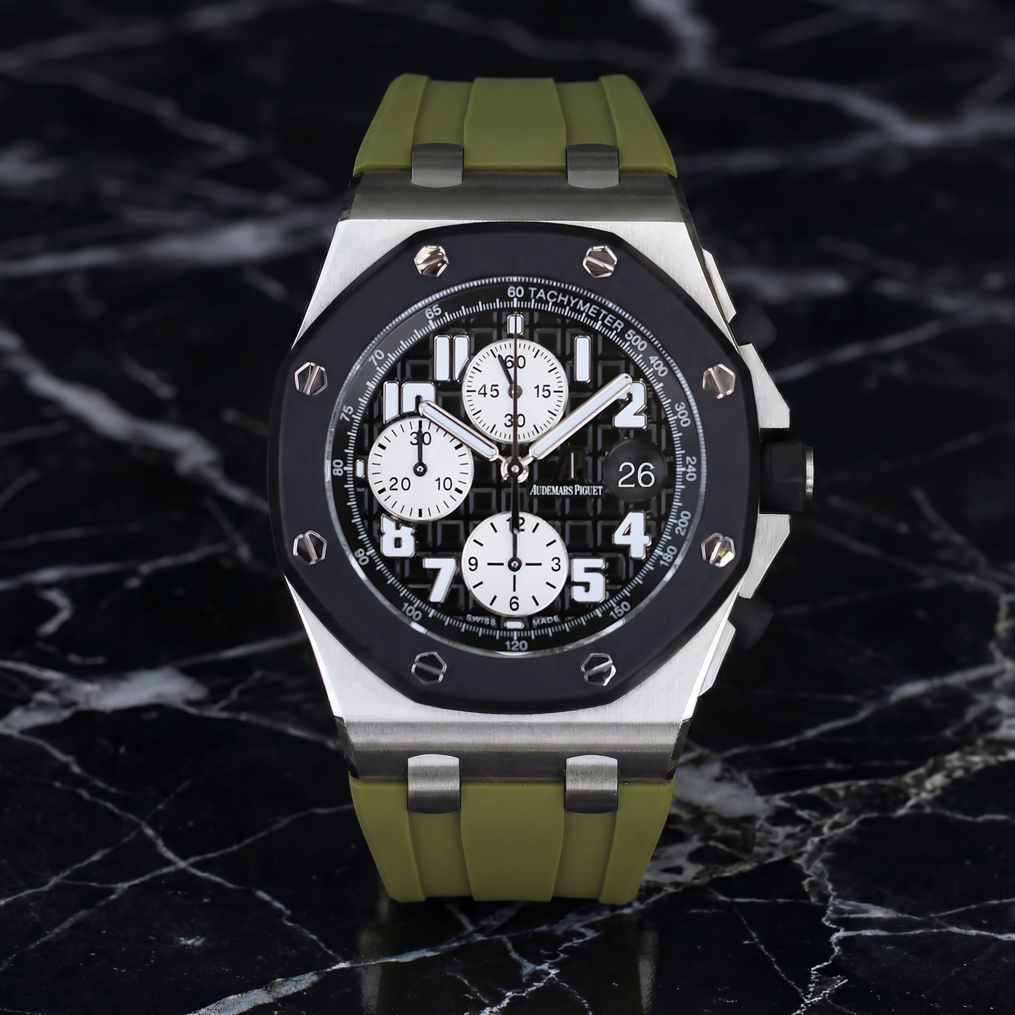 Audemars Piguet Royal Oak Offshore 42mm on Olive Green Rubber Horus Strap with Deployant Clasp