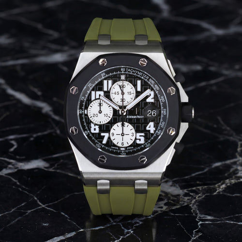 Rubber Strap for Audemars Piguet 42mm Royal Oak Offshore (Deployant Clasp) - Olive Green