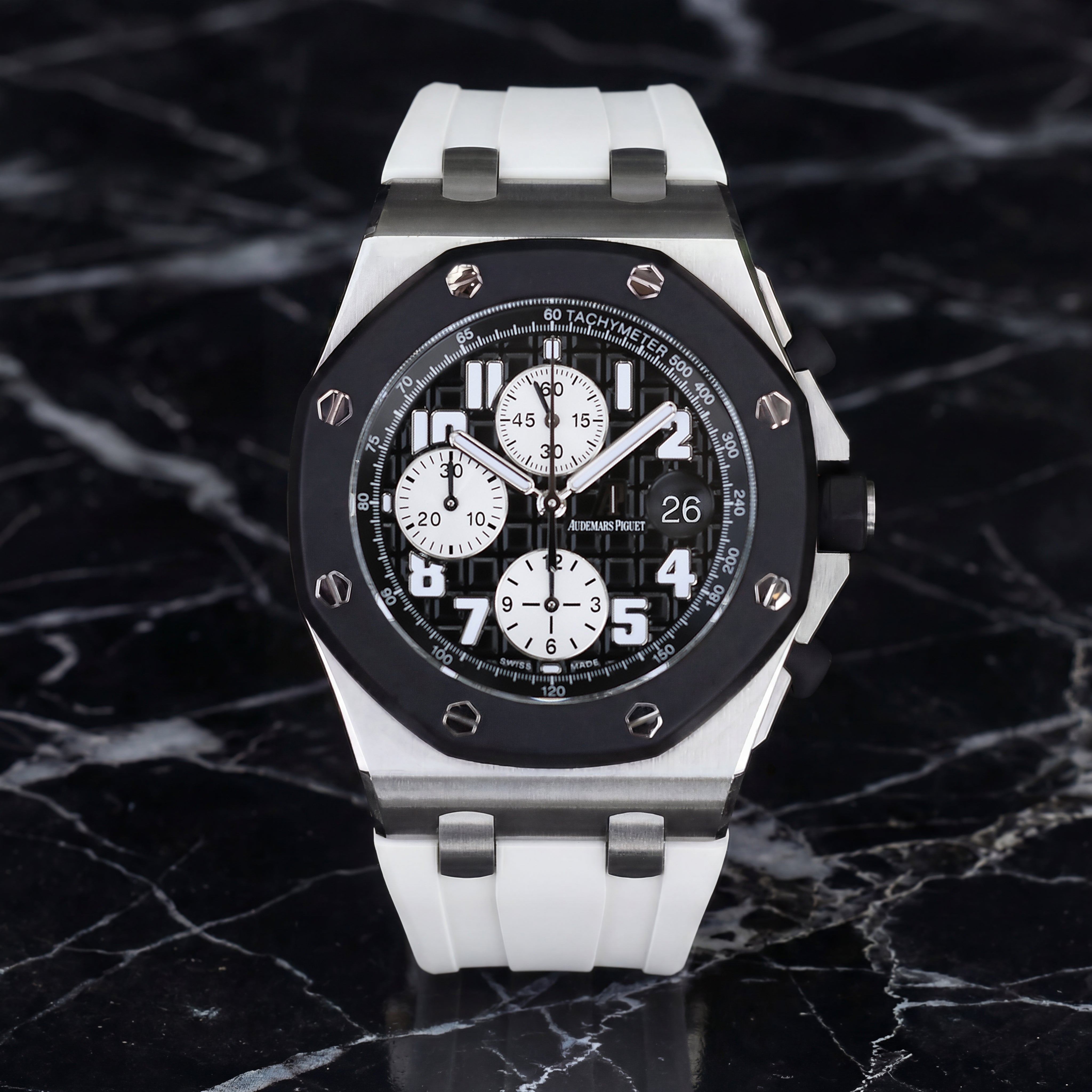 Audemars Piguet Royal Oak Offshore 42mm on Arctic White Rubber Horus Strap with Deployant Clasp