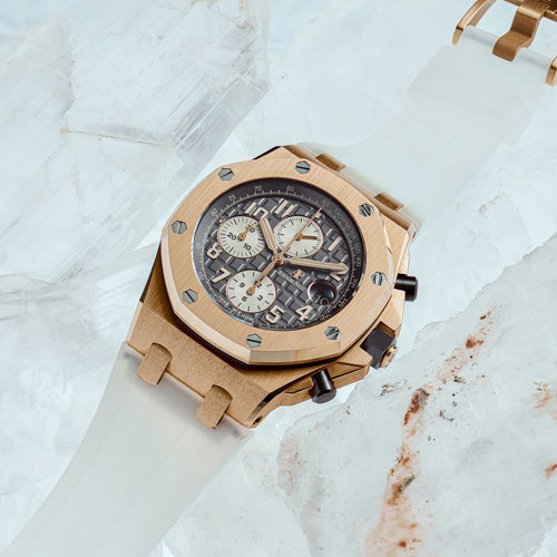 Rubber Strap for Audemars Piguet 42mm Royal Oak Offshore (Tang Buckle) - Translucent Glacier Ice