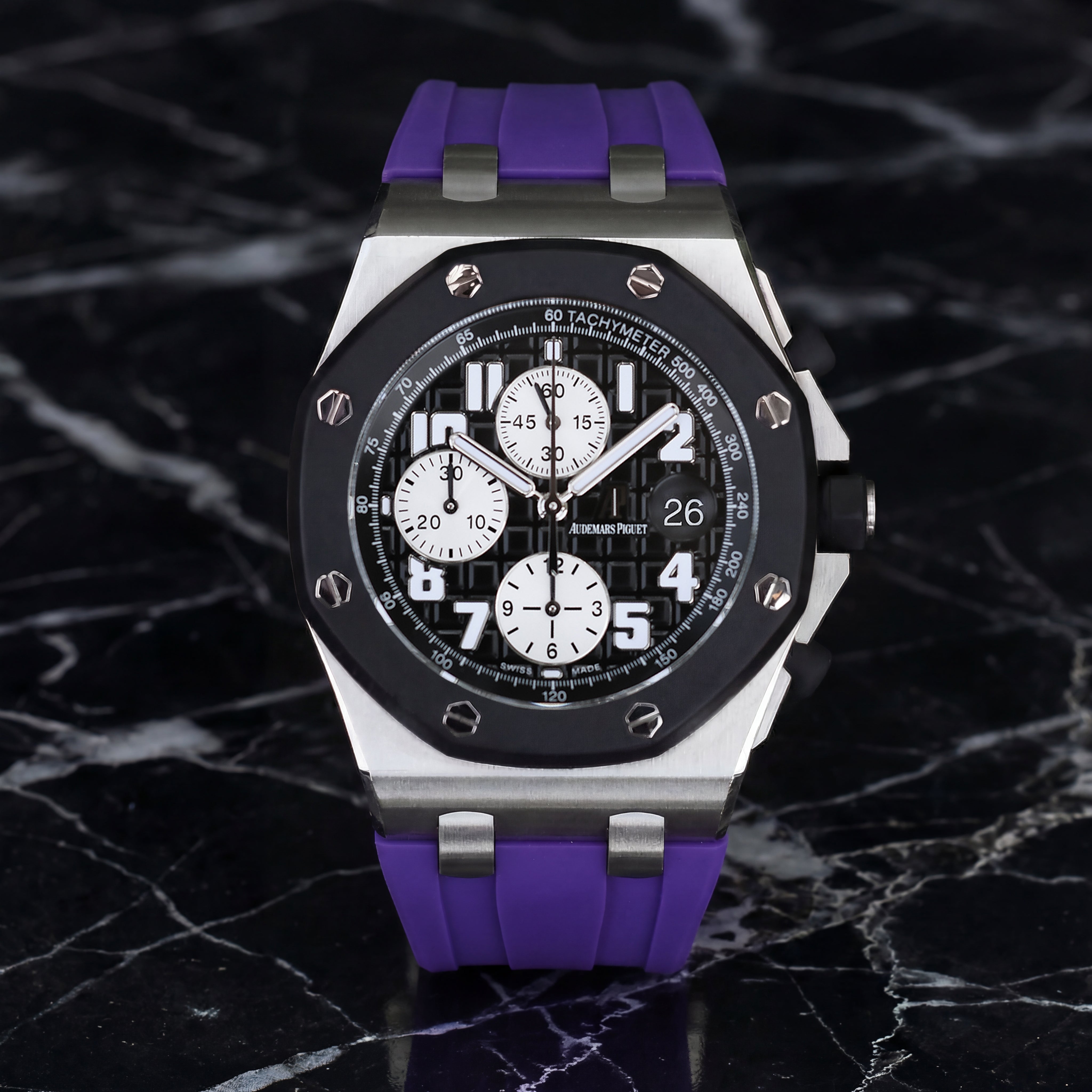 Rubber Strap for Audemars Piguet 42mm Royal Oak Offshore (Deployant Clasp) - Royal Purple