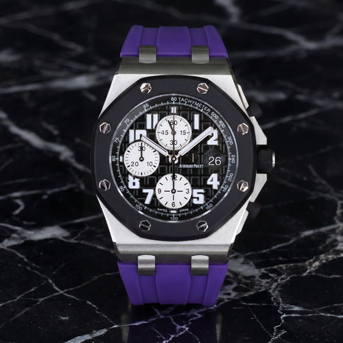 Rubber Strap for Audemars Piguet 42mm Royal Oak Offshore (Deployant Clasp) - Royal Purple