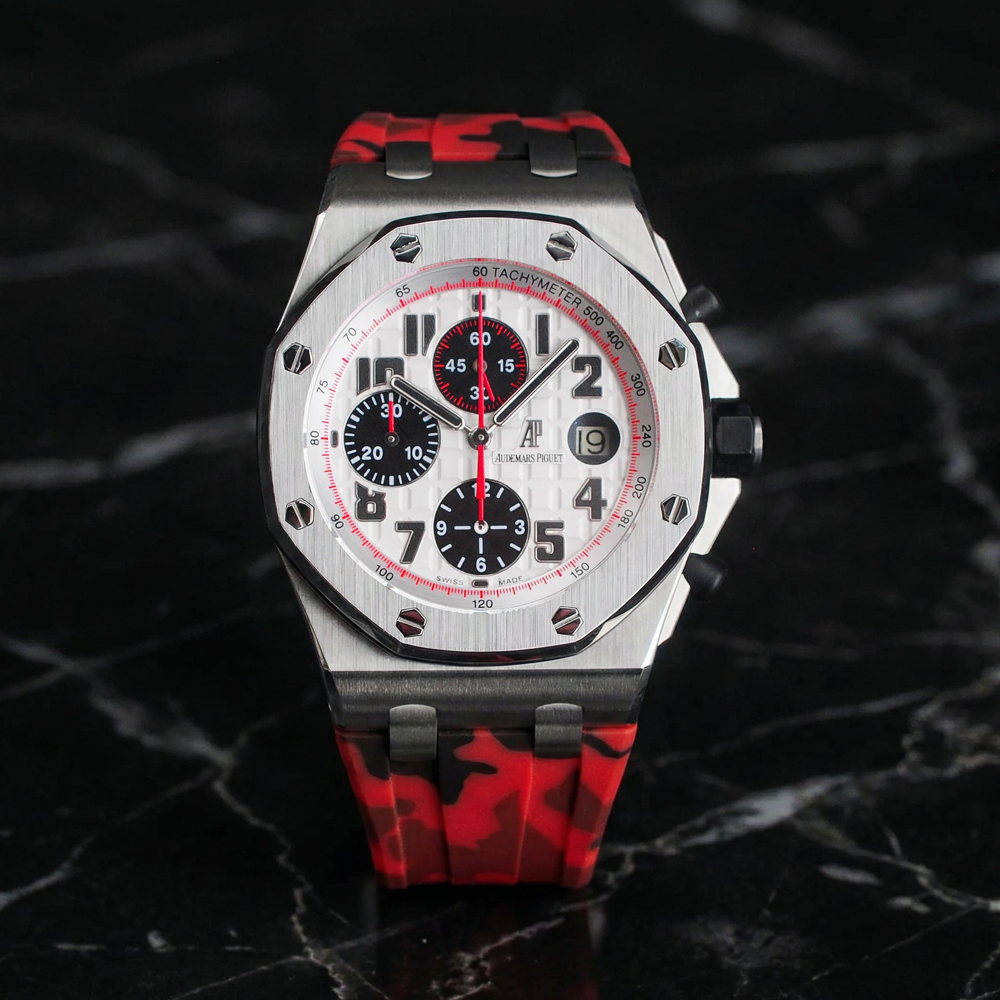 Audemars Piguet Royal Oak Offshore 42mm on Red Camo Rubber Horus Strap with Deployant Clasp