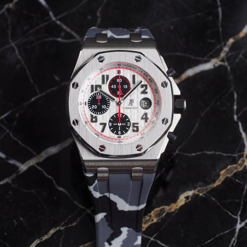 Rubber Strap for Audemars Piguet 42mm Royal Oak Offshore (Deployant Clasp) - Snow Camo
