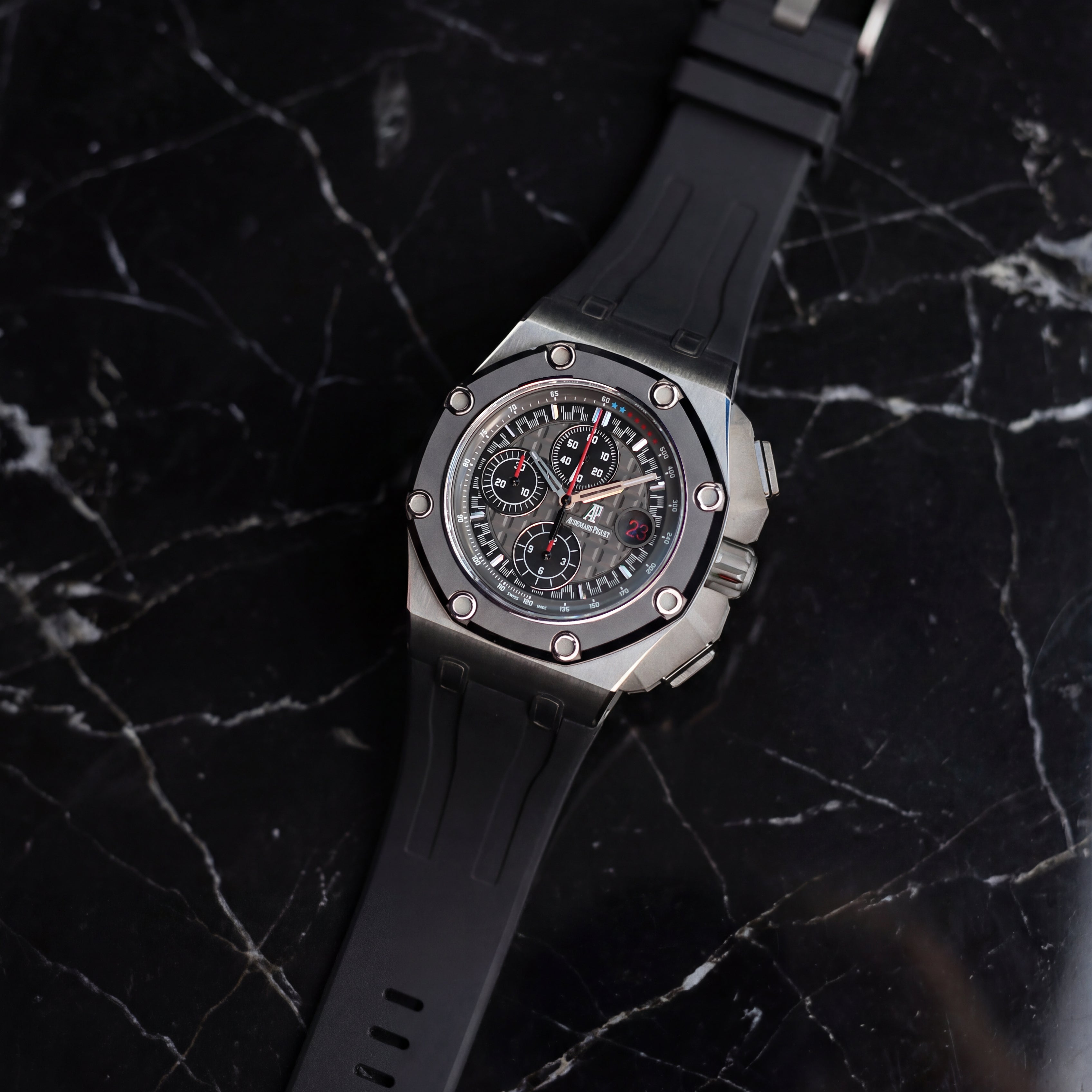 Audemars Piguet Royal Oak Offshore 44mm on Jet Black Rubber Horus Strap