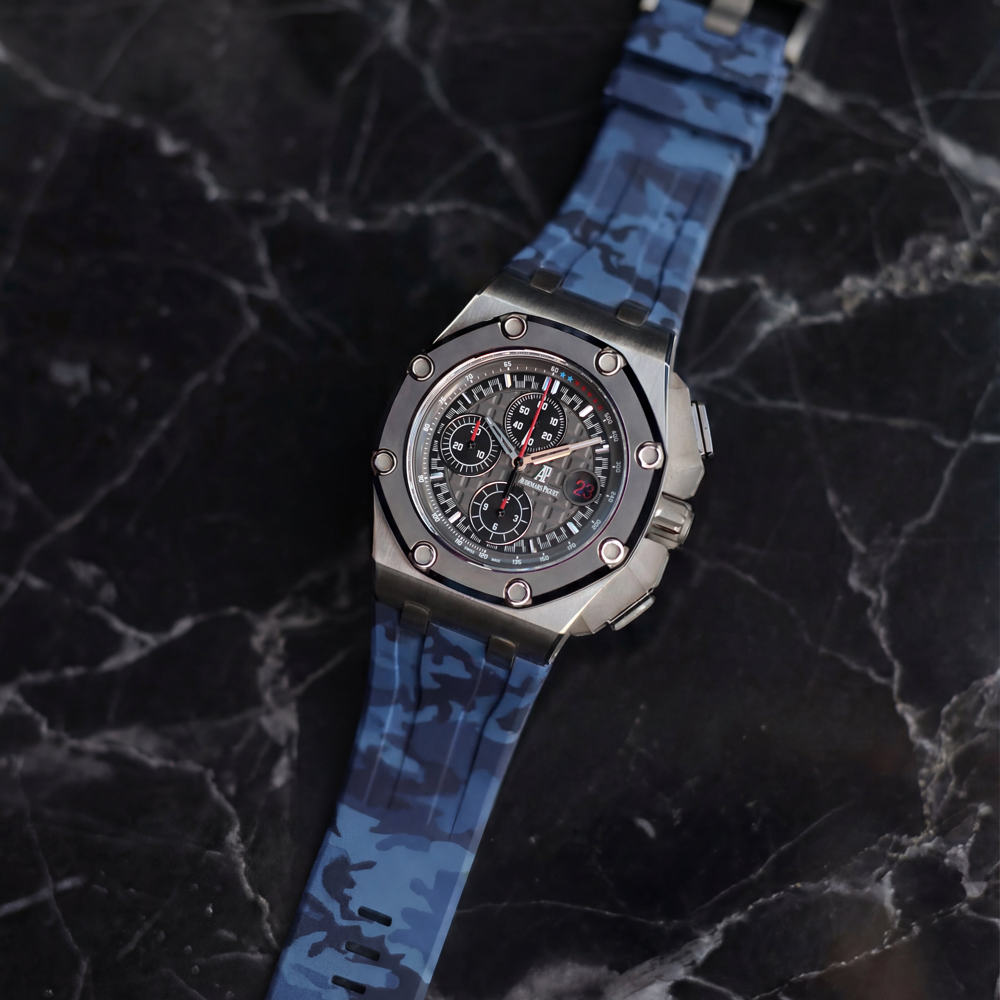 Audemars Piguet Royal Oak Offshore 44mm on Ocean Camo Rubber Horus Strap