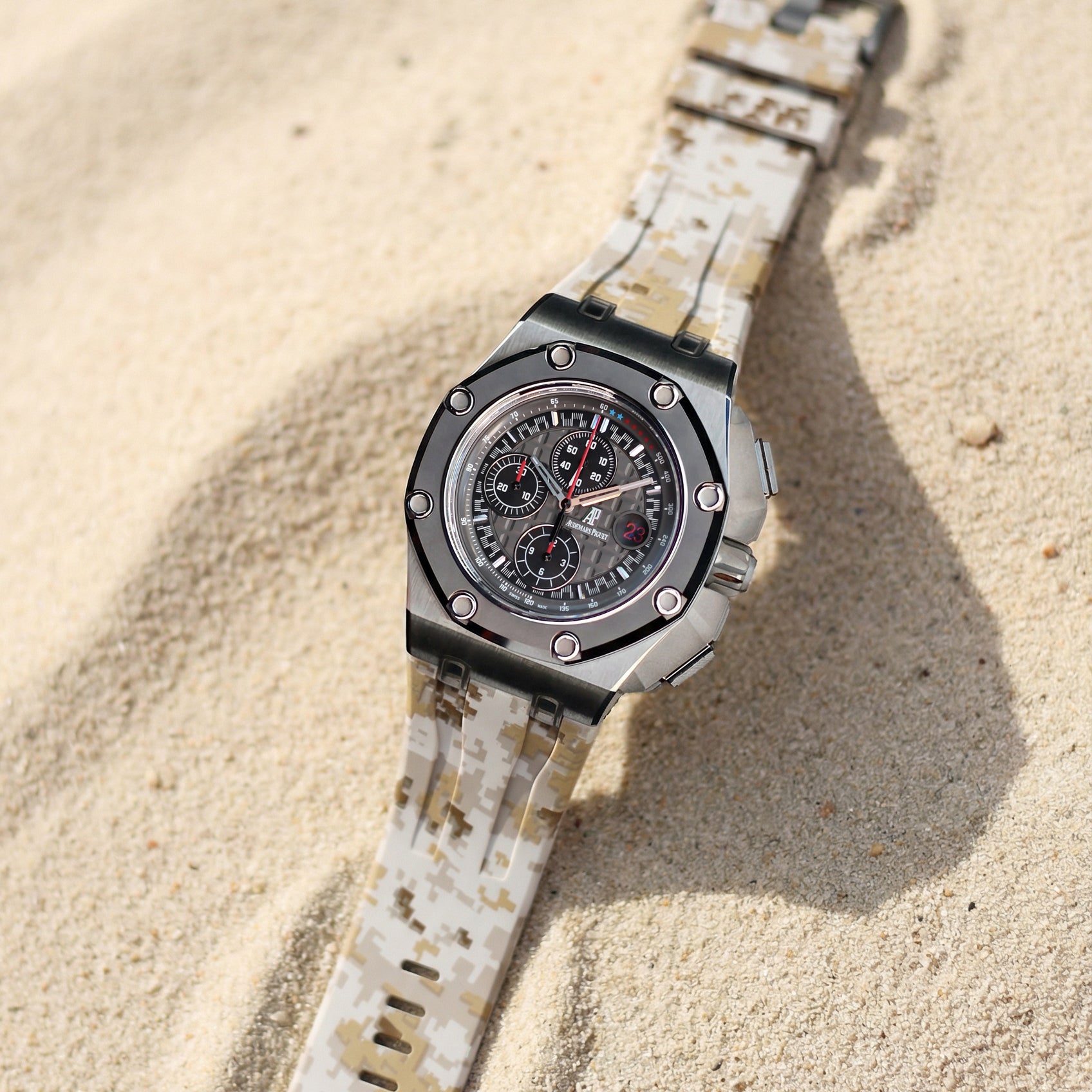 Audemars Piguet Royal Oak Offshore 44mm on Desert Digi Camo Rubber Horus Strap