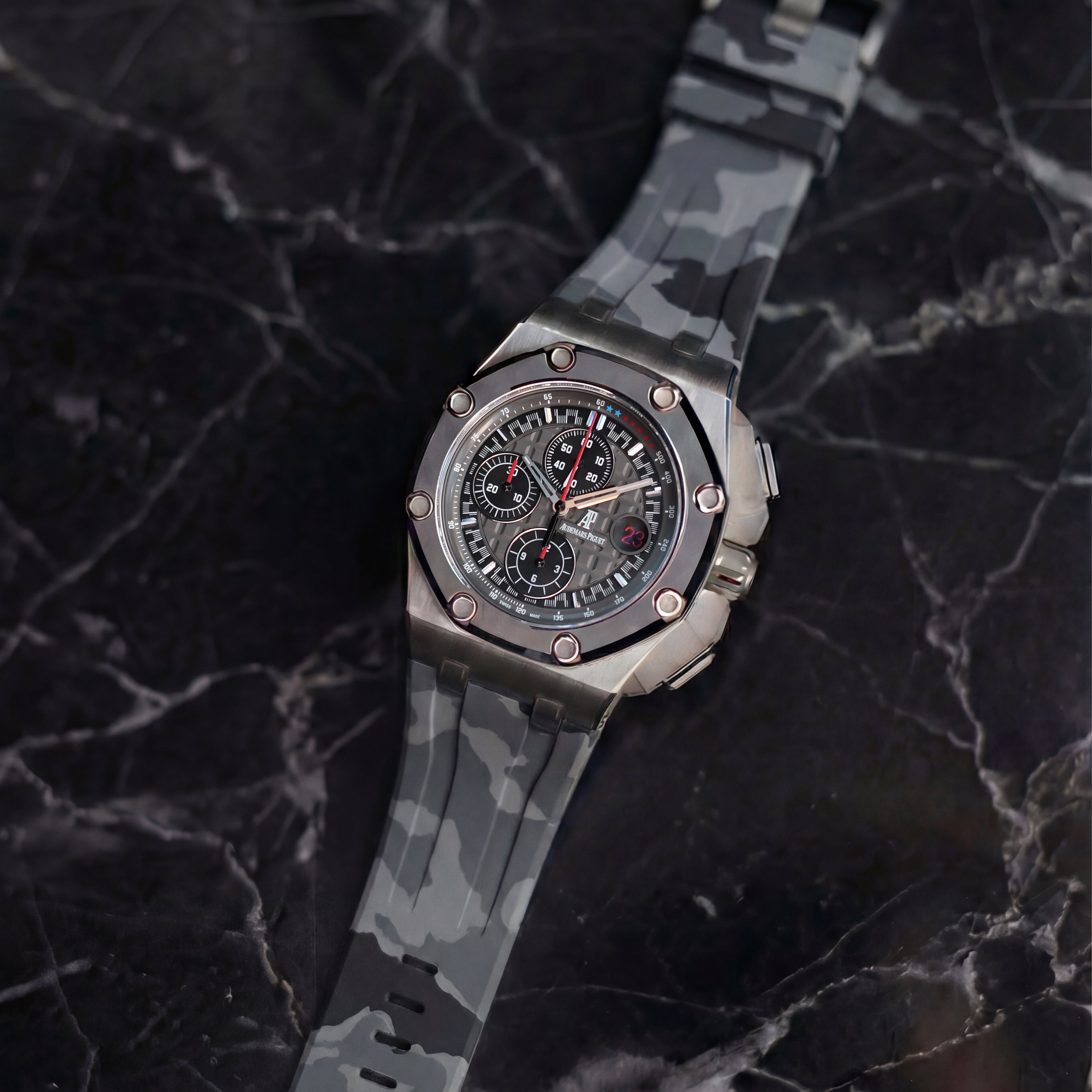 Audemars Piguet Royal Oak Offshore 44mm on Graphite Camo Rubber Horus Strap