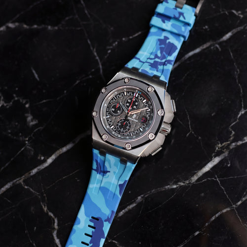 Rubber Strap for Audemars Piguet Royal Oak Offshore (44mm) - Miami Blue Camo