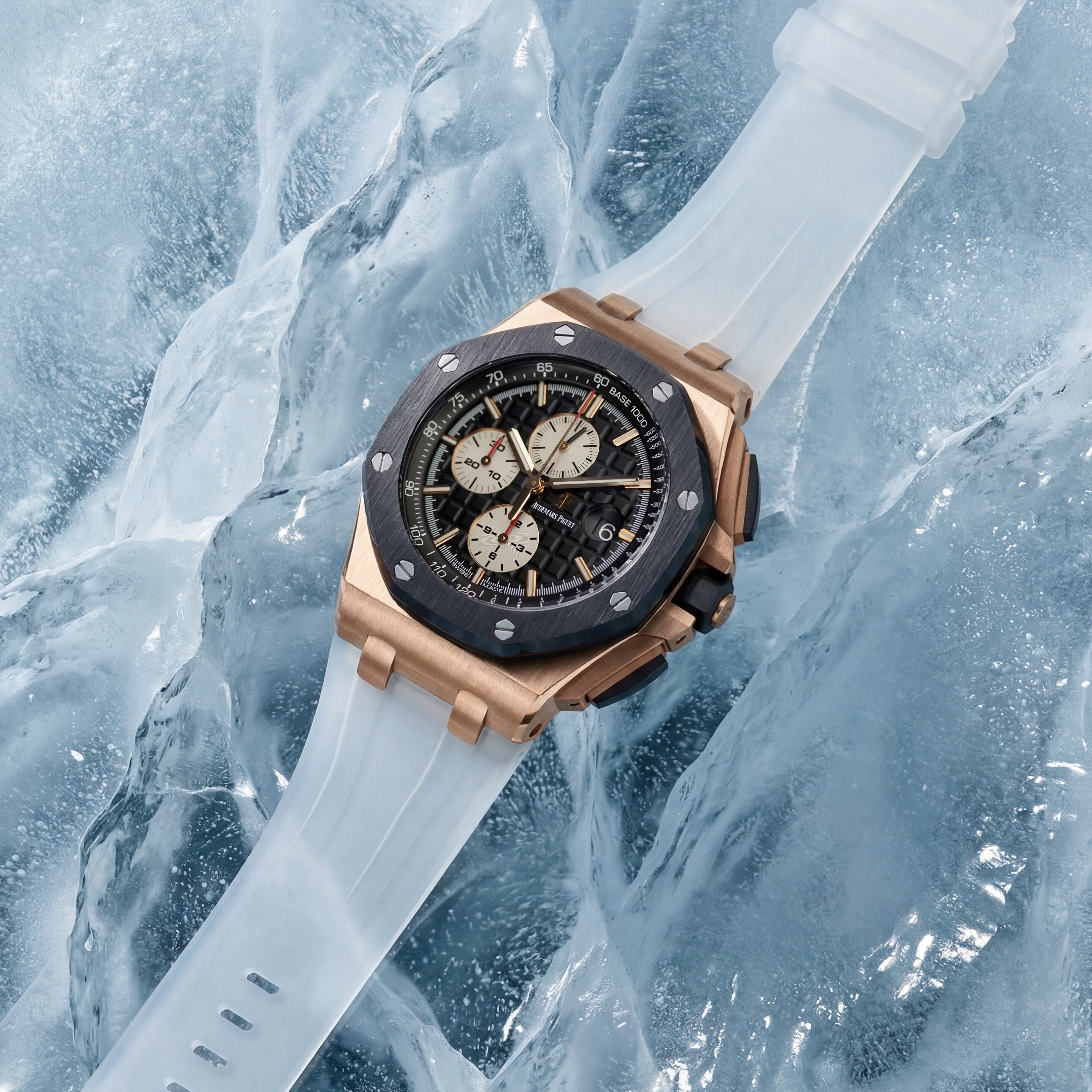 Audemars Piguet Royal Oak Offshore 44mm on Translucent Glacier Rubber Horus Strap
