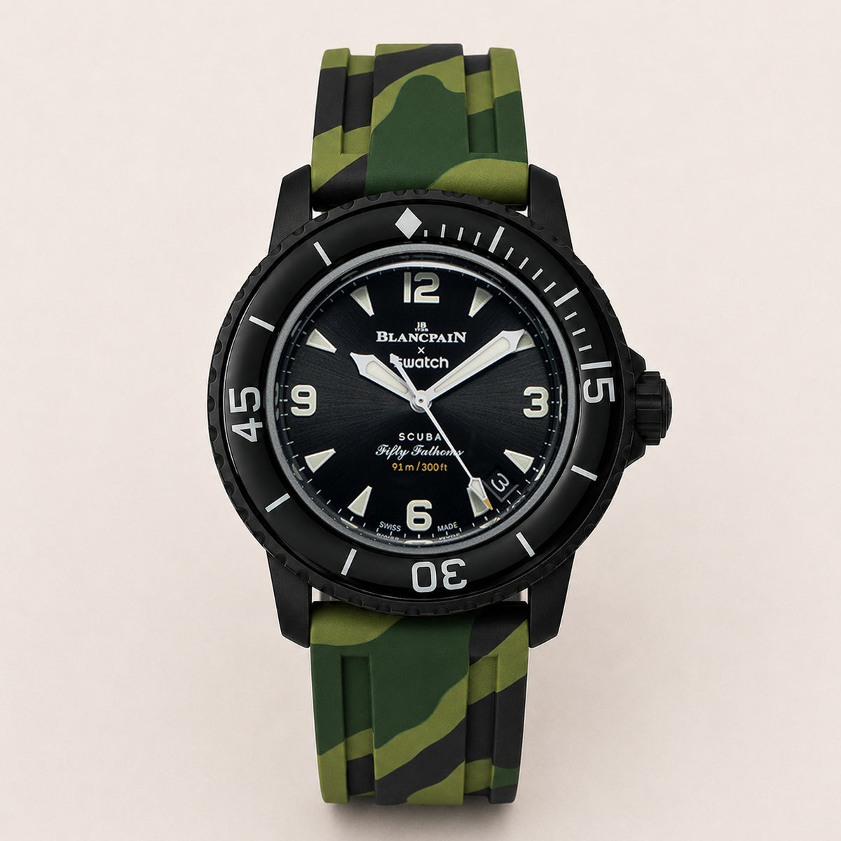 Rubber Strap for Blancpain x Swatch Fifty Fathoms - Green Camo