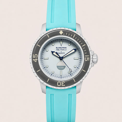 Rubber Strap for Blancpain x Swatch Fifty Fathoms - Seafoam Blue